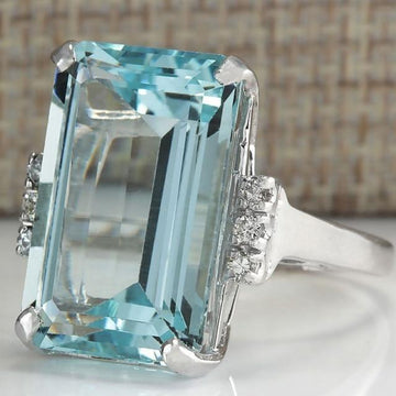 Hyperbole Huge Sky Blue AAA Cubic Zircon Crystal Prong Setting Ring - The Jewellery Supermarket